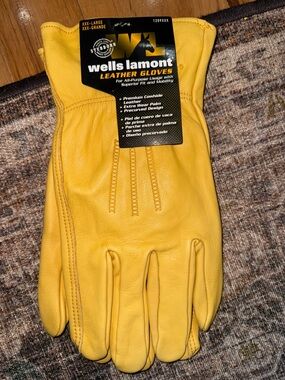 Wells Lamont Men’s Yellow Leather Work Gloves